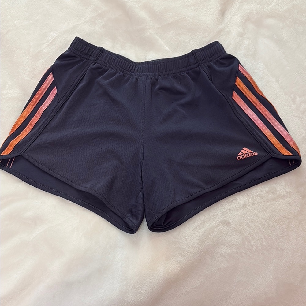 Adidas Women's Athletic Shorts Black with Pink and Orange Accents